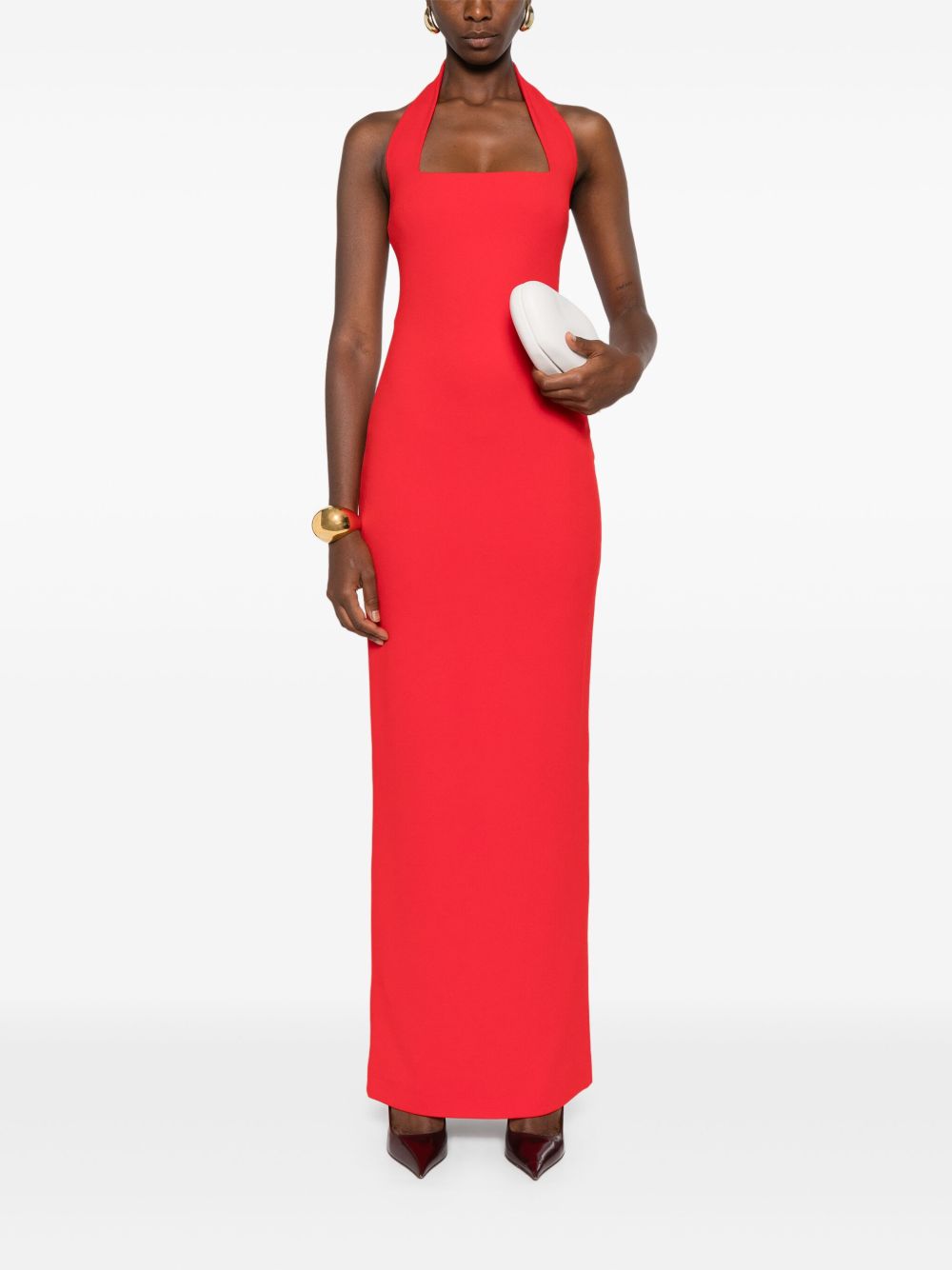Solace London Ilona Cardinal Red Halterneck Sleeveless Maxi Dress Red