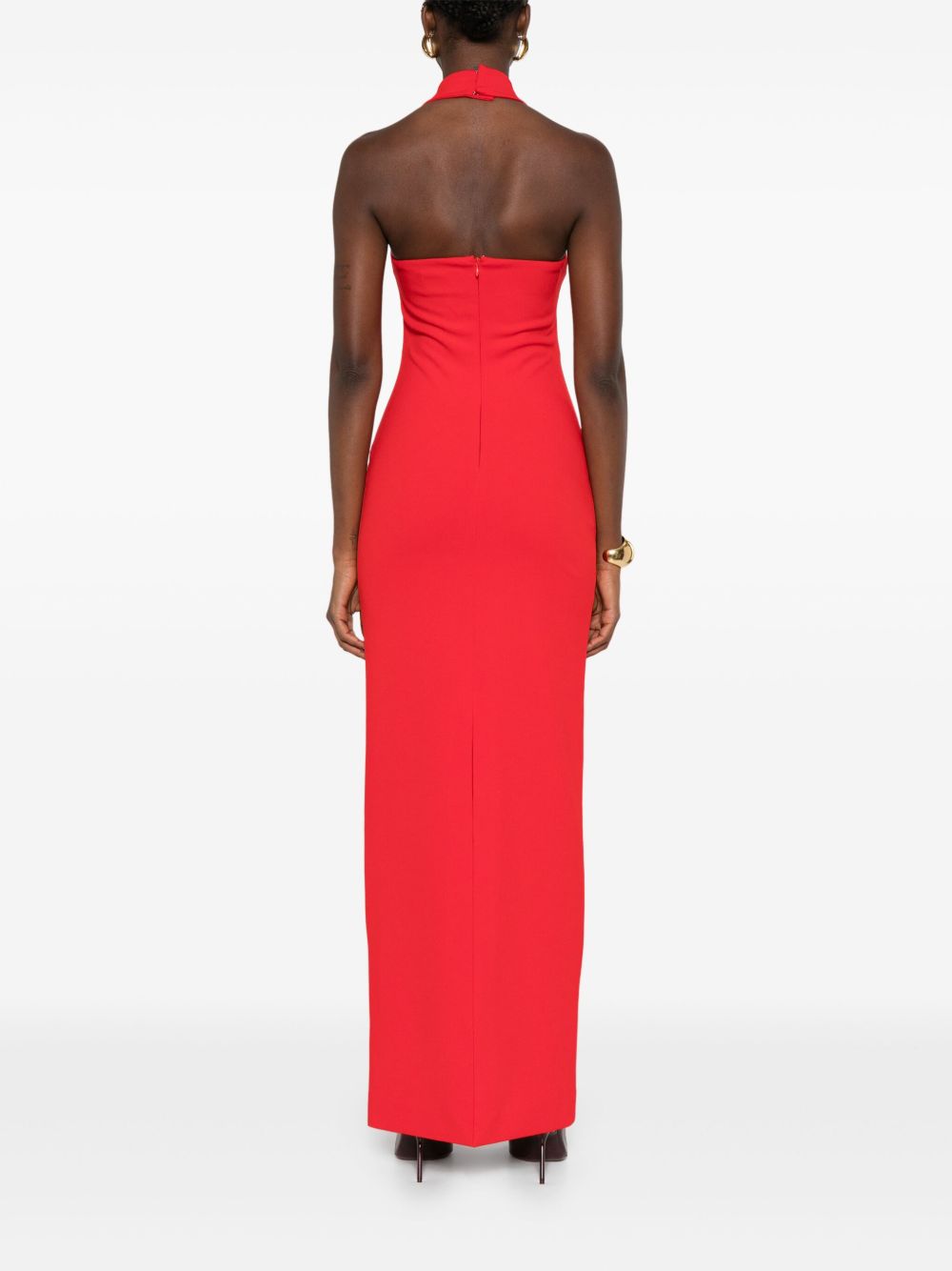 Solace London Ilona Cardinal Red Halterneck Sleeveless Maxi Dress Red