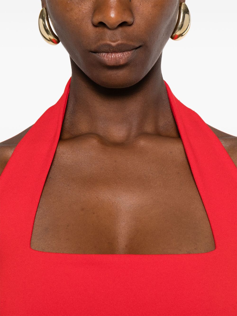 Solace London Ilona Cardinal Red Halterneck Sleeveless Maxi Dress Red