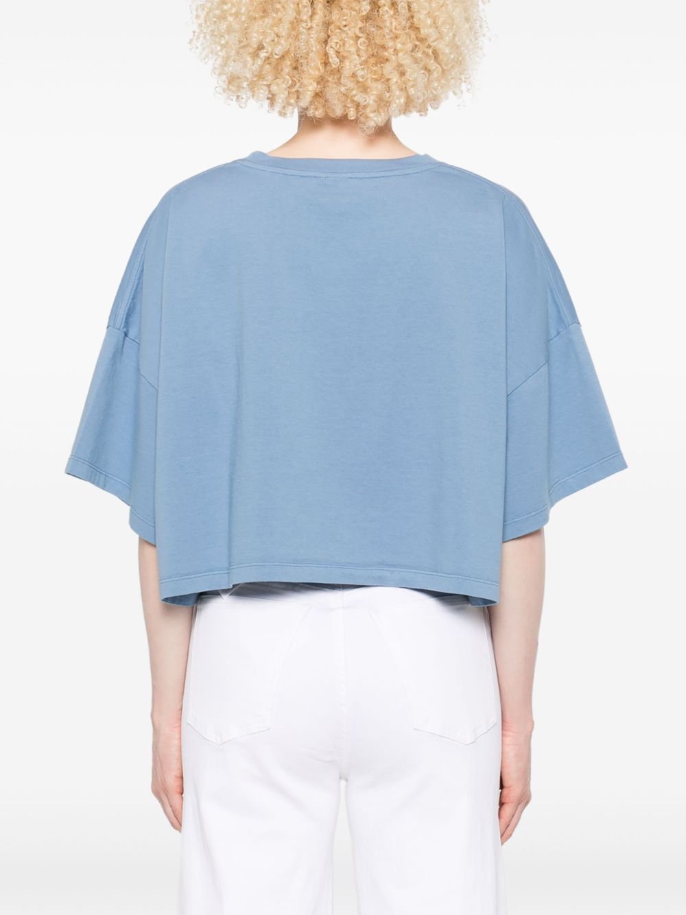 Chloè Cropped Cotton Logo T-Shirt Clear Blue