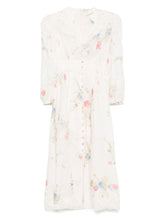 Zimmermann Lucky Linen Floral-Print Midi Dress Beige