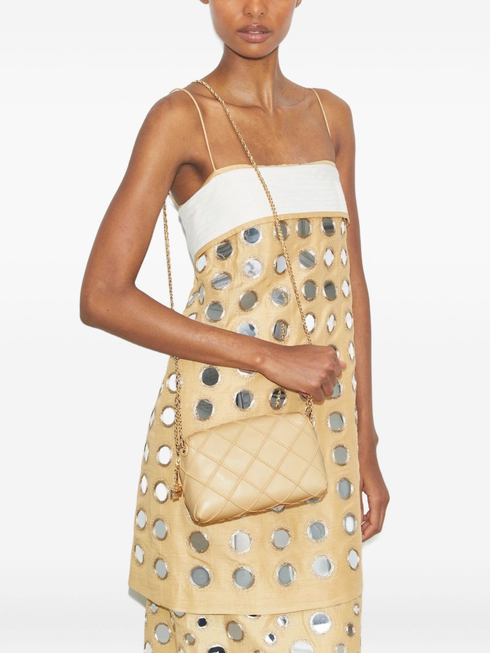 Tory Burch Fleming Soft Quilted Leather Shoulder Bag Beige