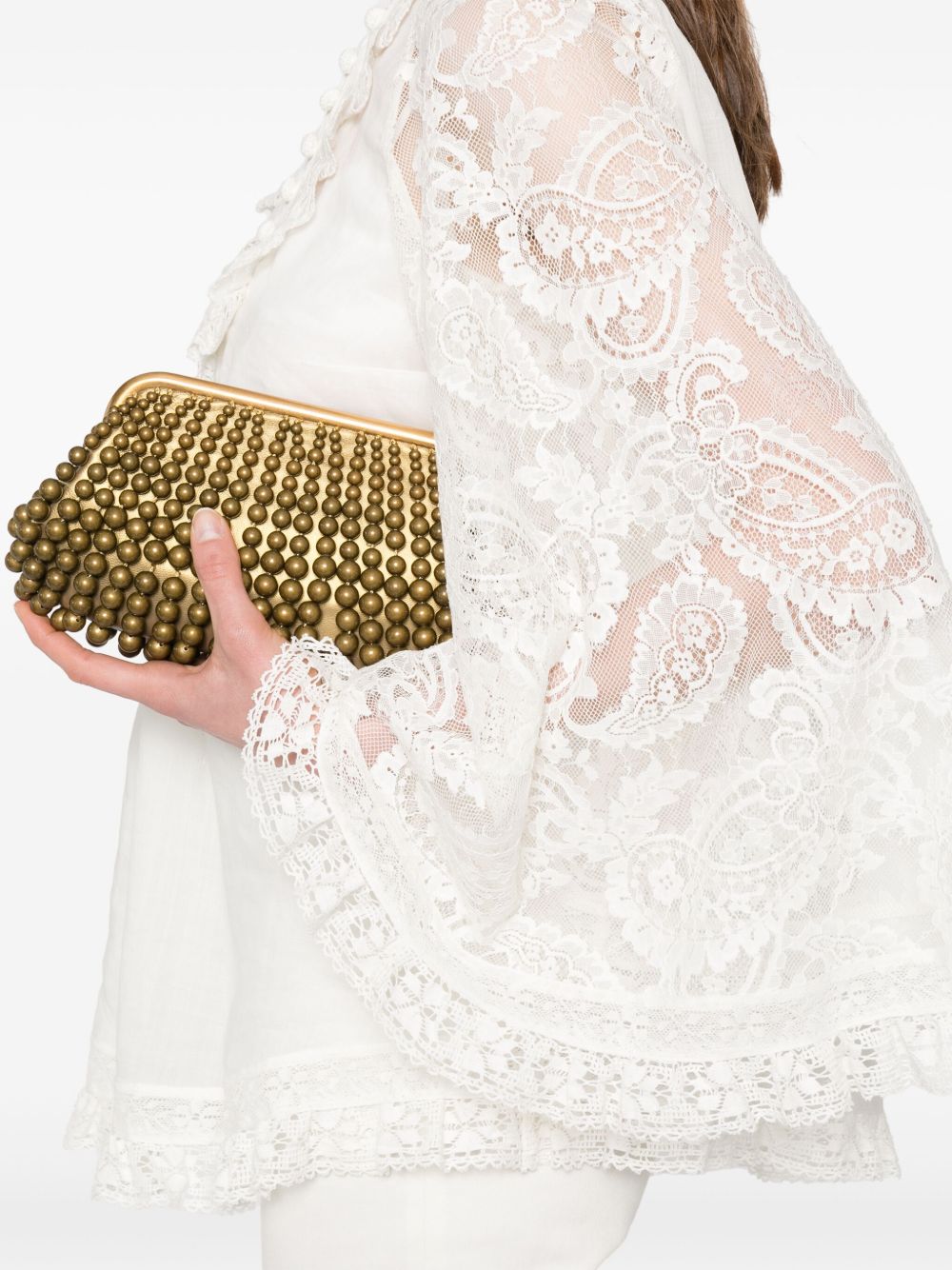 Zimmermann Ascension Lace-Panel Tunic Dress Beige