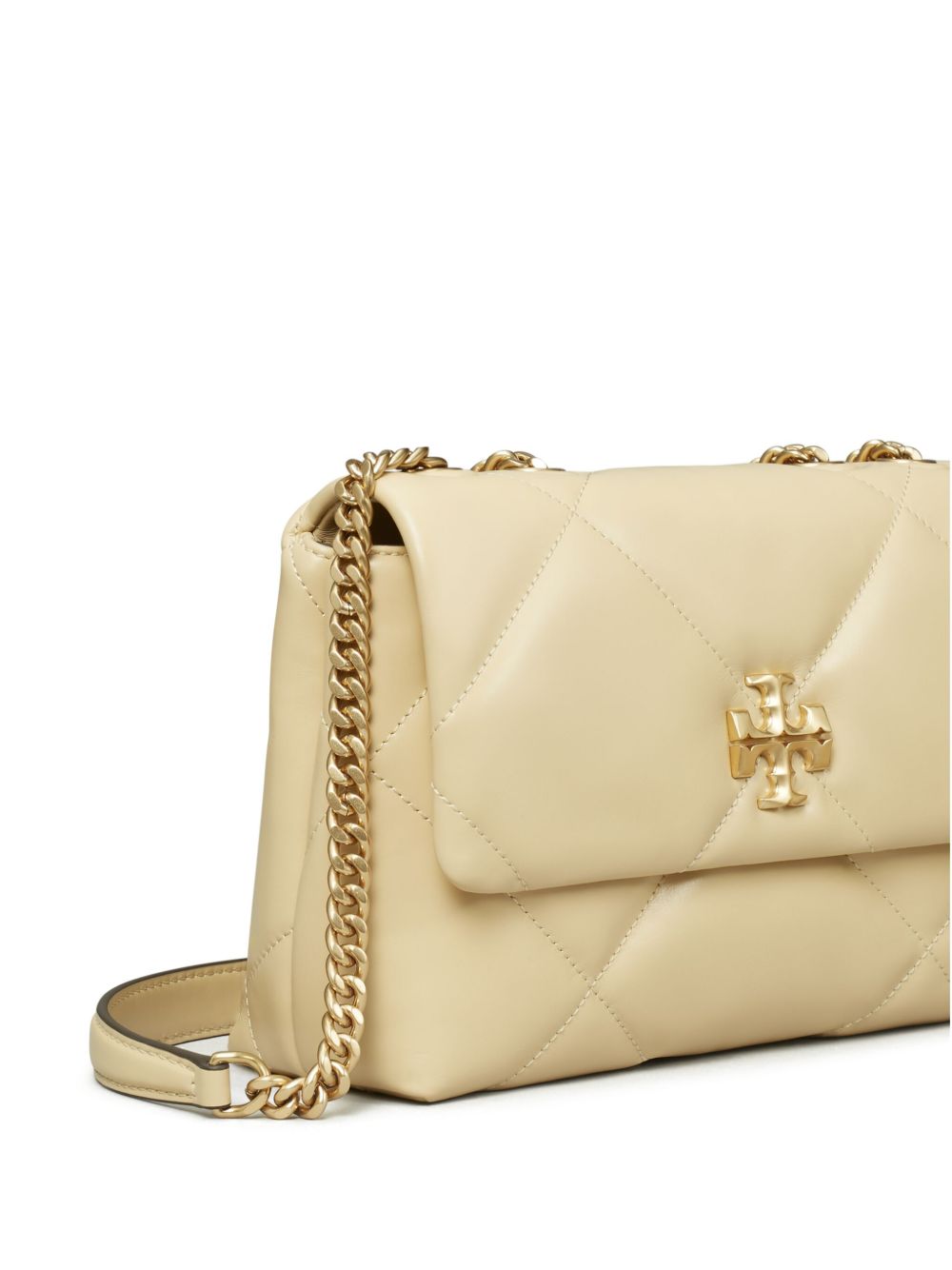 Tory Burch Kira Diamond Small Quilted Leather Shoulder Bag Beige