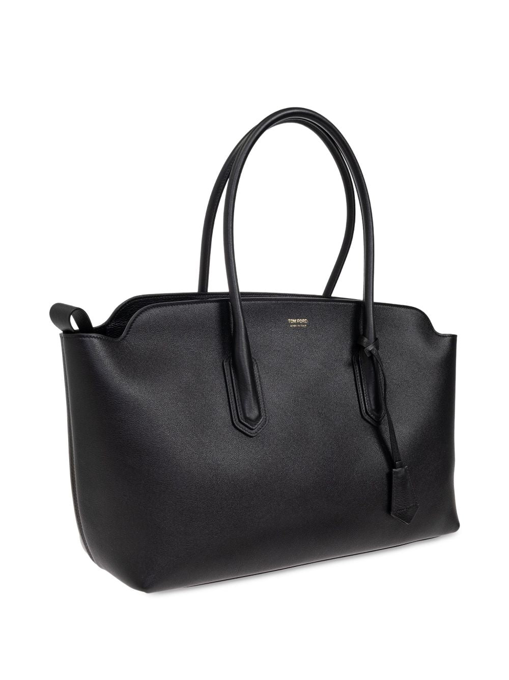 Tom Ford Structured Smooth Calf Leather Tote Bag Black