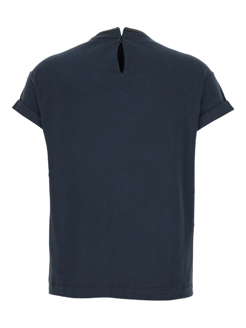 Brunello Cucinelli Navy Cotton Monile Crewneck T-Shirt Blue