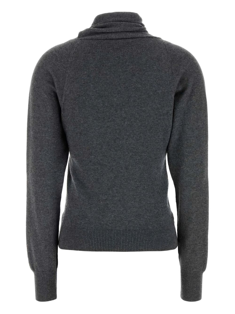 Tom Ford Asymmetric Ribbed-Knit Cashmere-Blend Turtleneck Sweater Grey