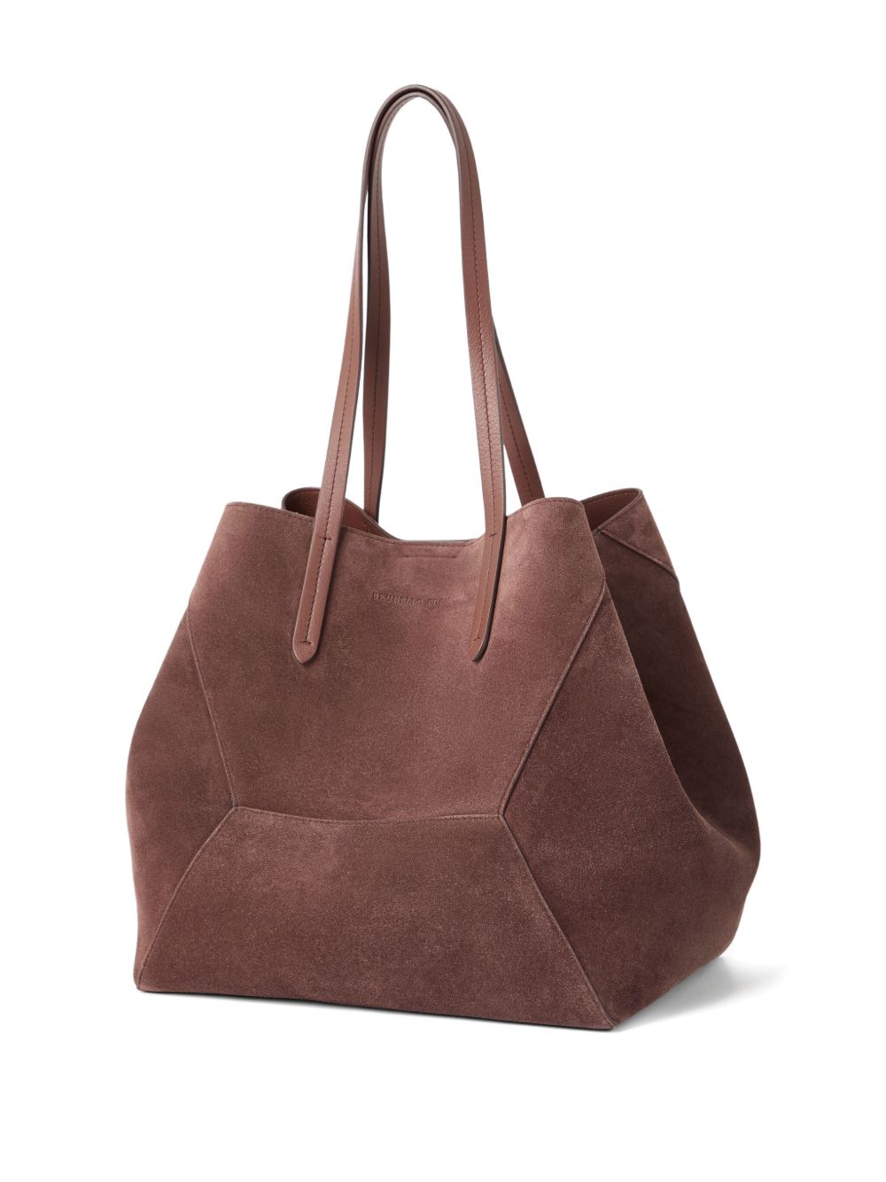 Brunello Cucinelli BC Duo suede shopper with monili detail bordeaux