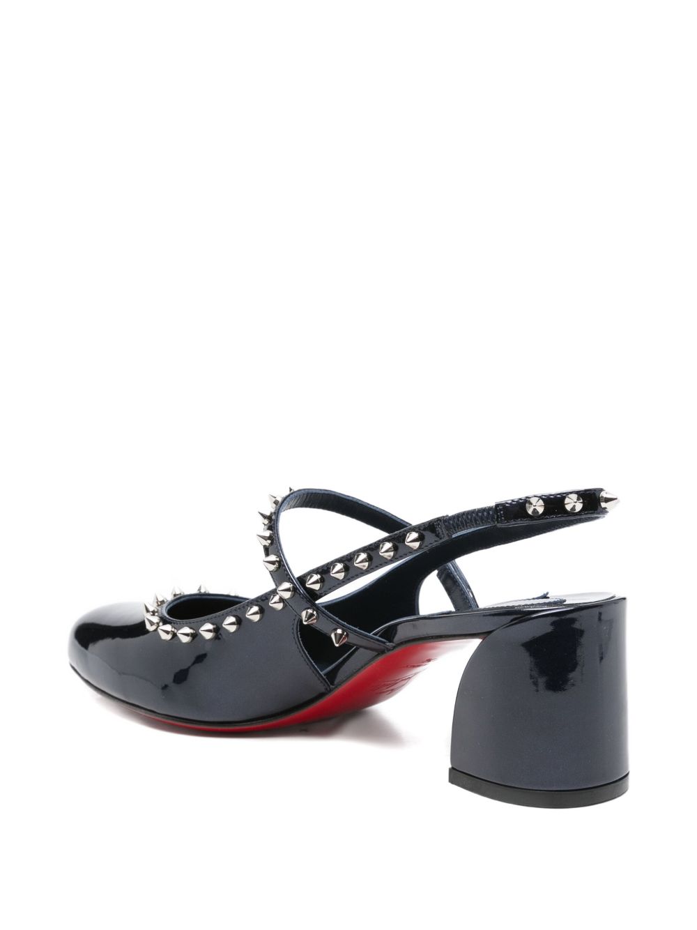Christian Louboutin Janispikes Patent-Leather Blue Pumps with Spiked Detailing Blue