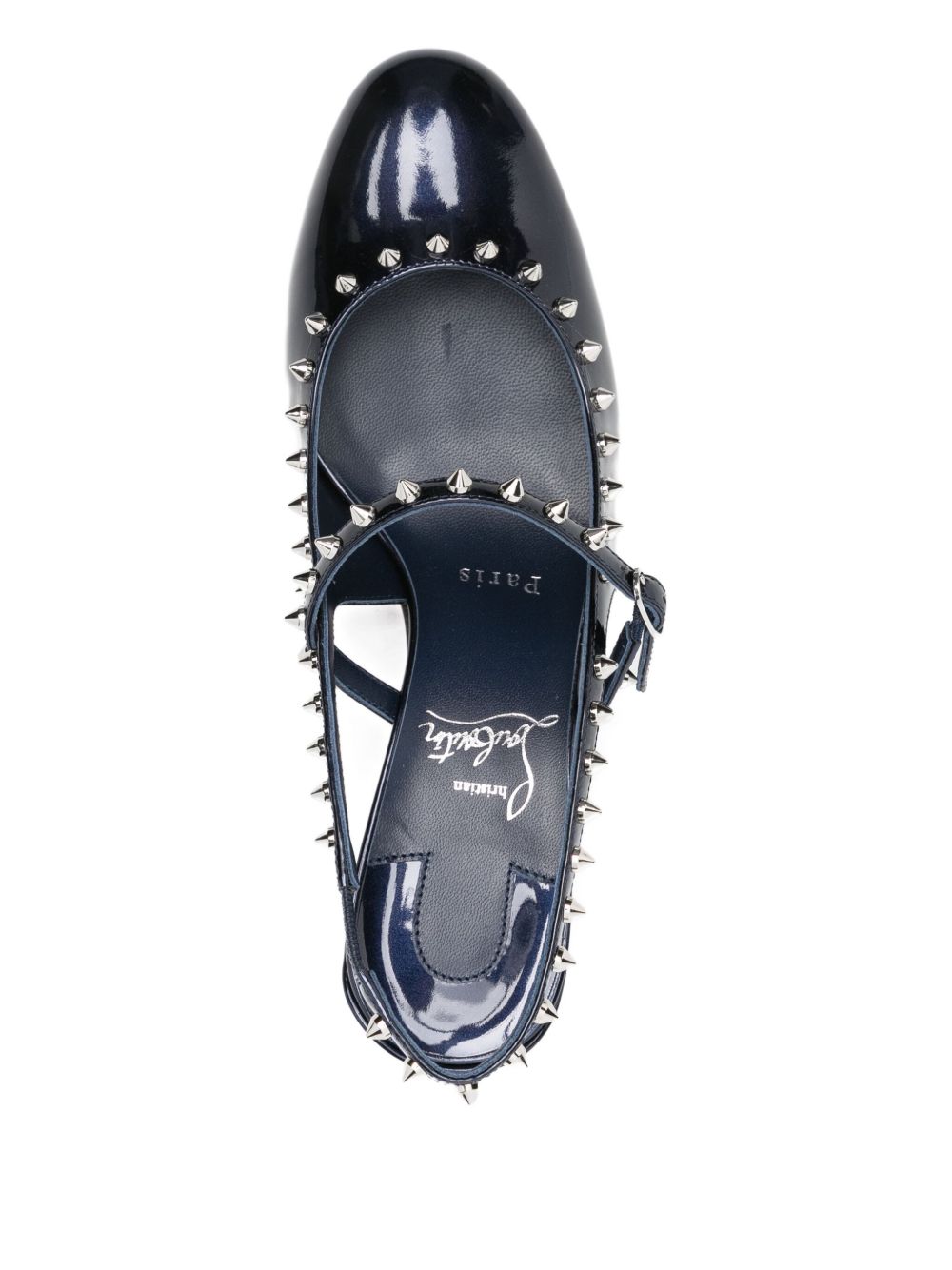 Christian Louboutin Janispikes Patent-Leather Blue Pumps with Spiked Detailing Blue