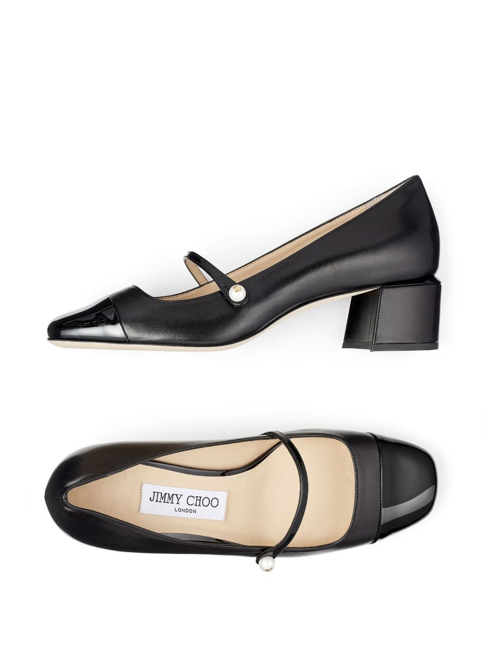 Jimmy Choo Elisa Patent Leather Pumps With Faux-Pearl Detail Black