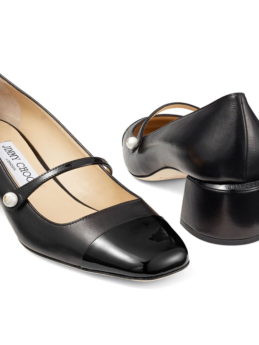 Jimmy Choo Elisa Patent Leather Pumps With Faux-Pearl Detail Black