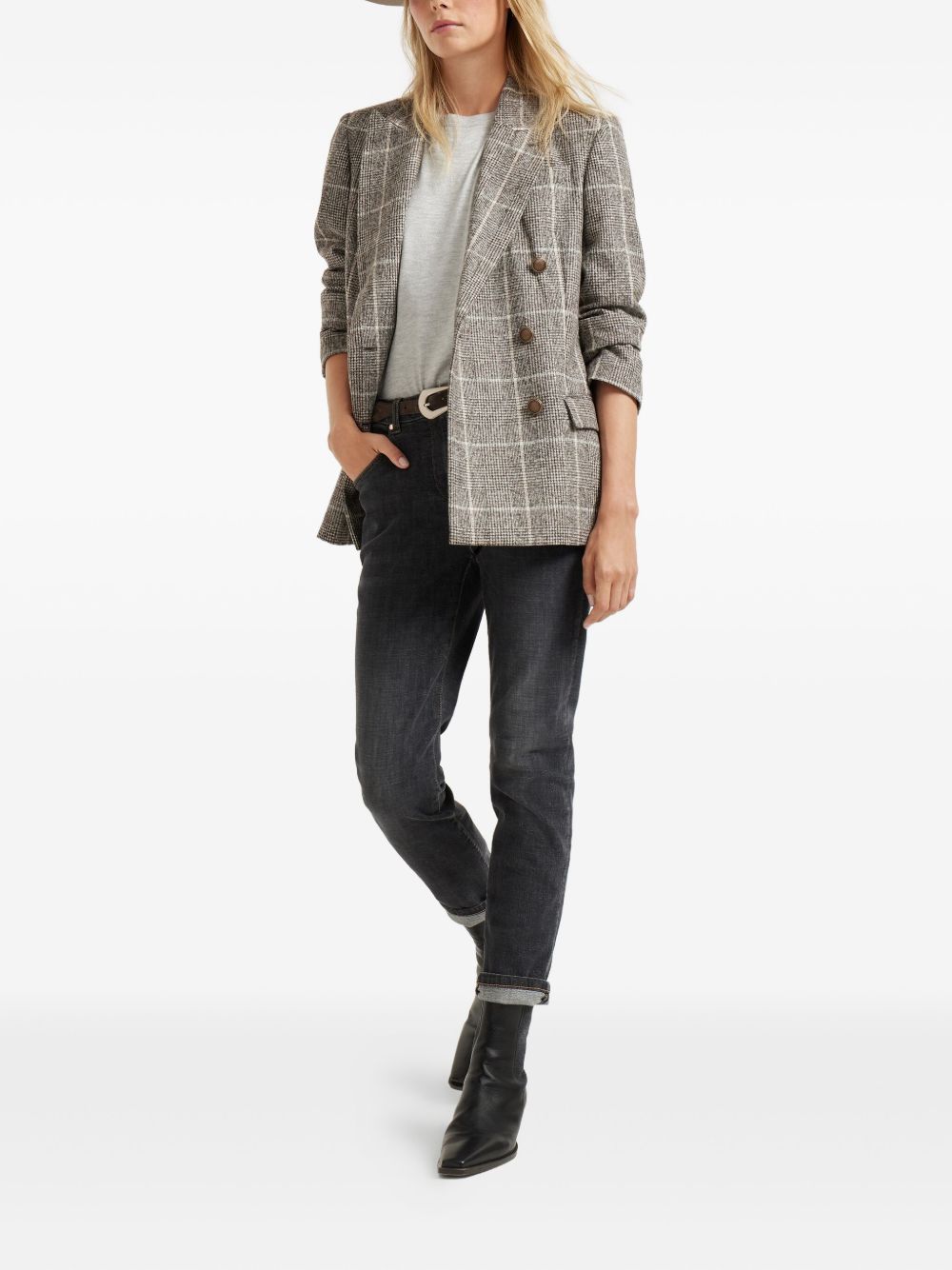 Brunello Cucinelli Cashmere-Silk Blend Round-Neck T-Shirt Light Grey