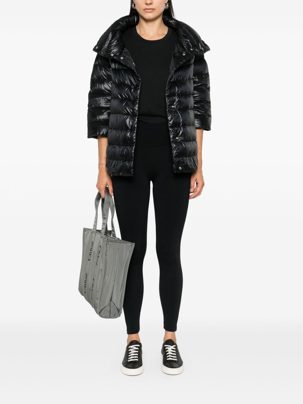 Herno Quilted Padded Down Cape Black Black