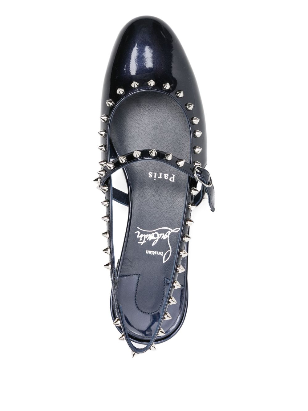 Christian Louboutin Sweet Janispikes Patent-Leather Ballerinas Blue