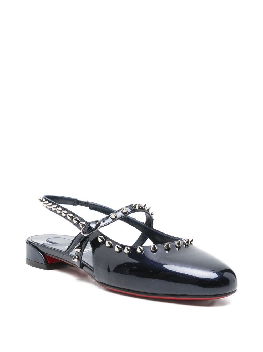 Christian Louboutin Sweet Janispikes Patent-Leather Ballerinas Blue
