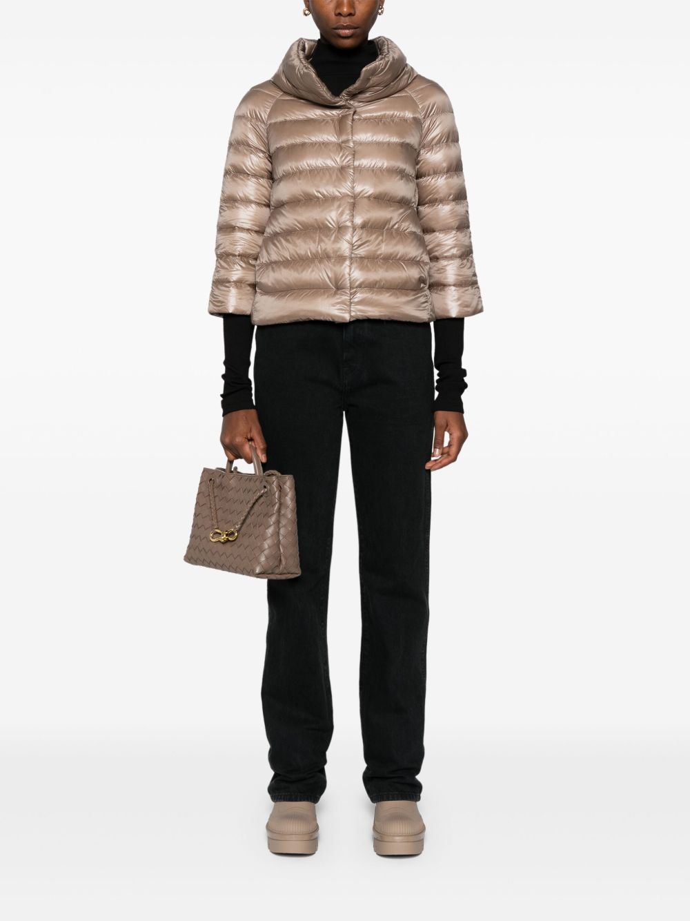 Herno Lightweight Goose Down Cape Jacket Dove Grey