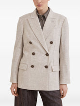 Brunello Cucinelli Double-Breasted Virgin Wool and Cashmere Jacket Beige