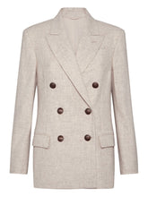 Brunello Cucinelli Double-Breasted Virgin Wool and Cashmere Jacket Beige