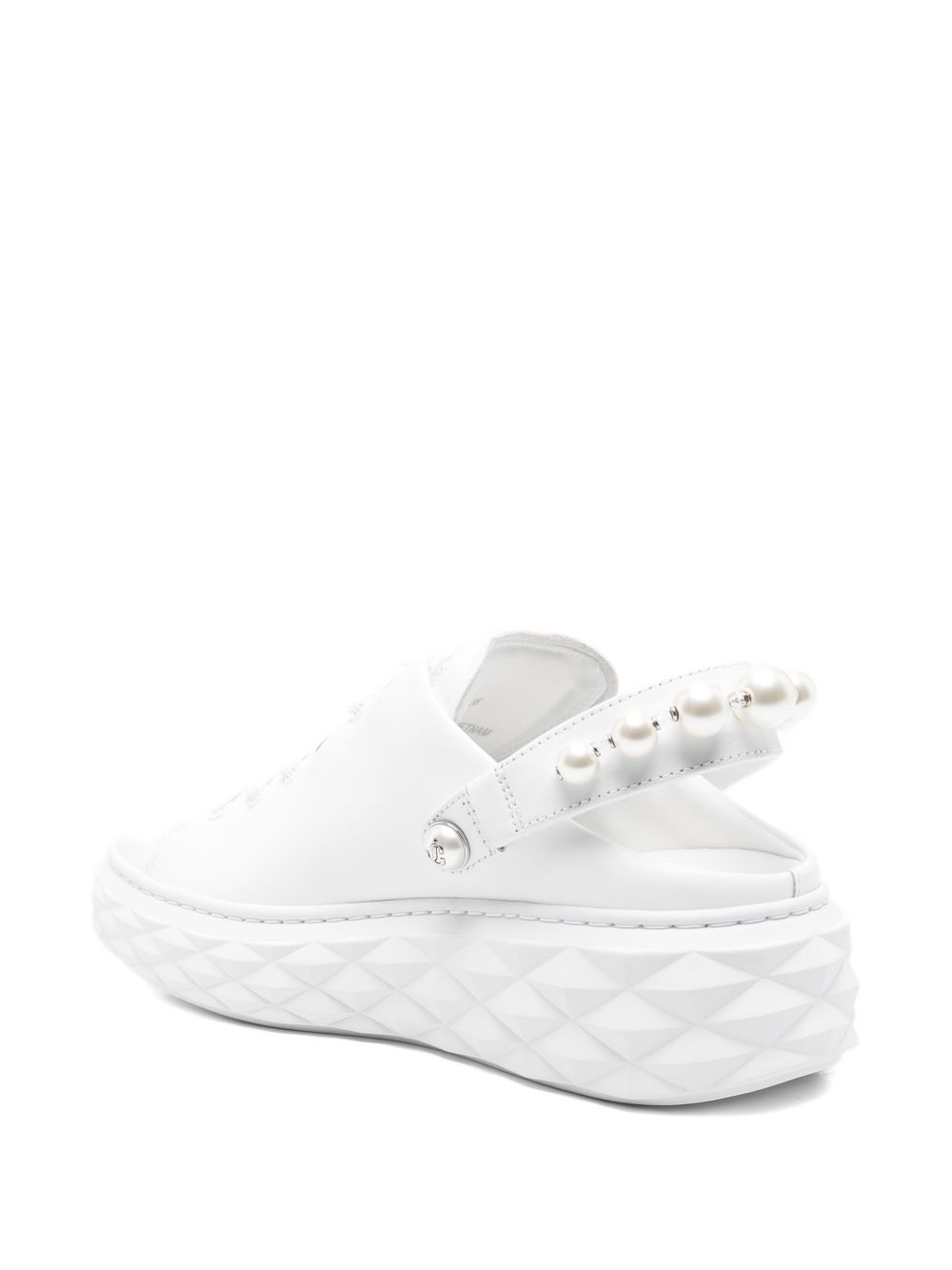 Jimmy Choo Diamond Maxi Pearl Slingback Leather Sandals White