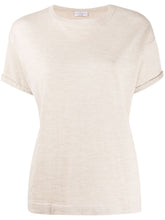 Brunello Cucinelli Knitted Cashmere-Silk Boat Neck Top Beige