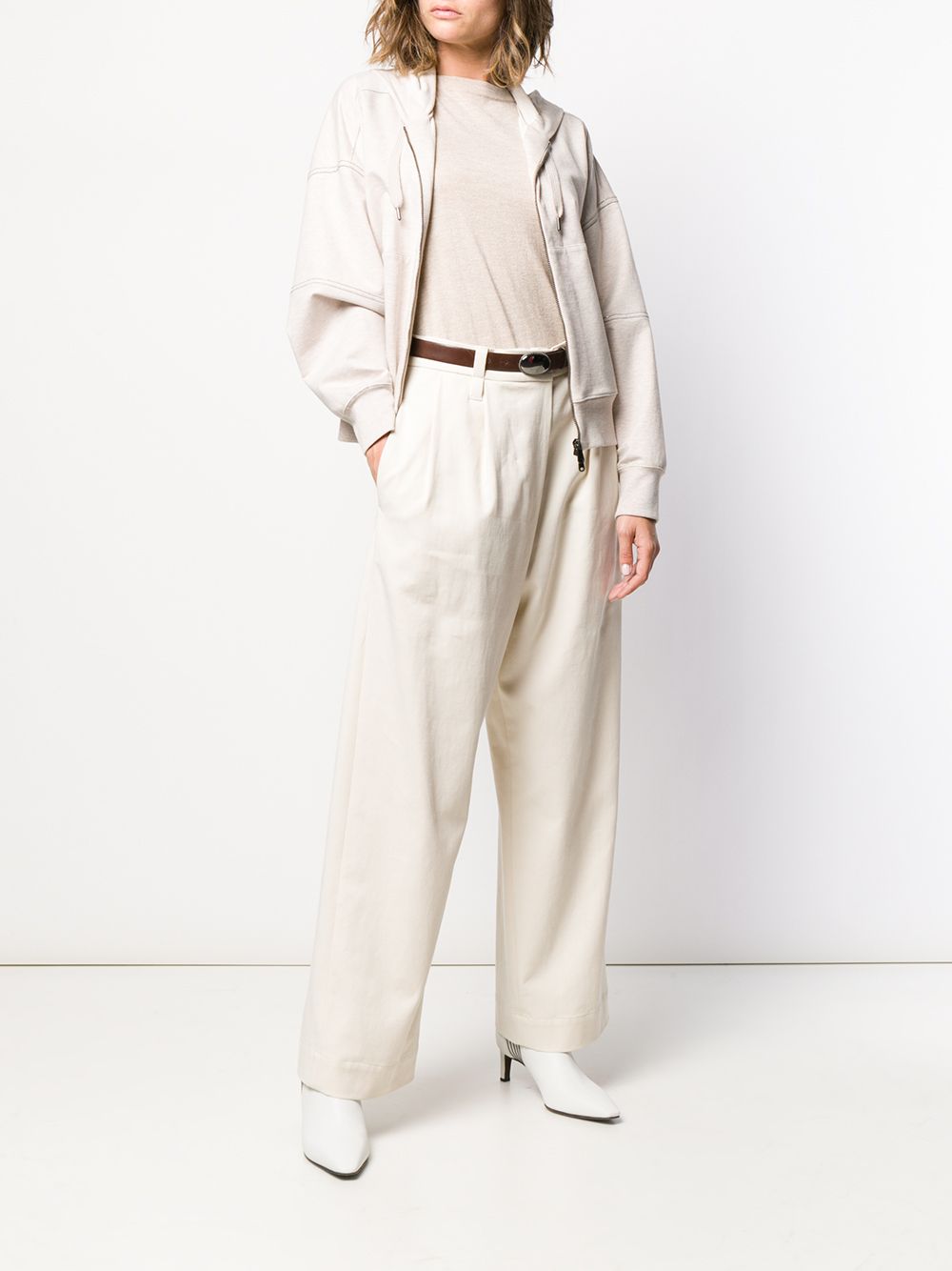 Brunello Cucinelli Knitted Cashmere-Silk Boat Neck Top Beige