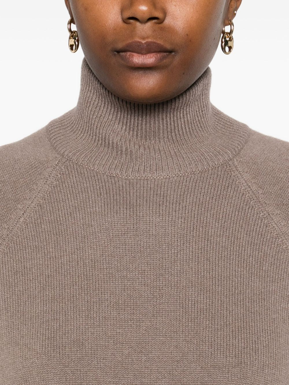 Brunello Cucinelli High-Neck Ribbed Cashmere Sweater Dove Grey