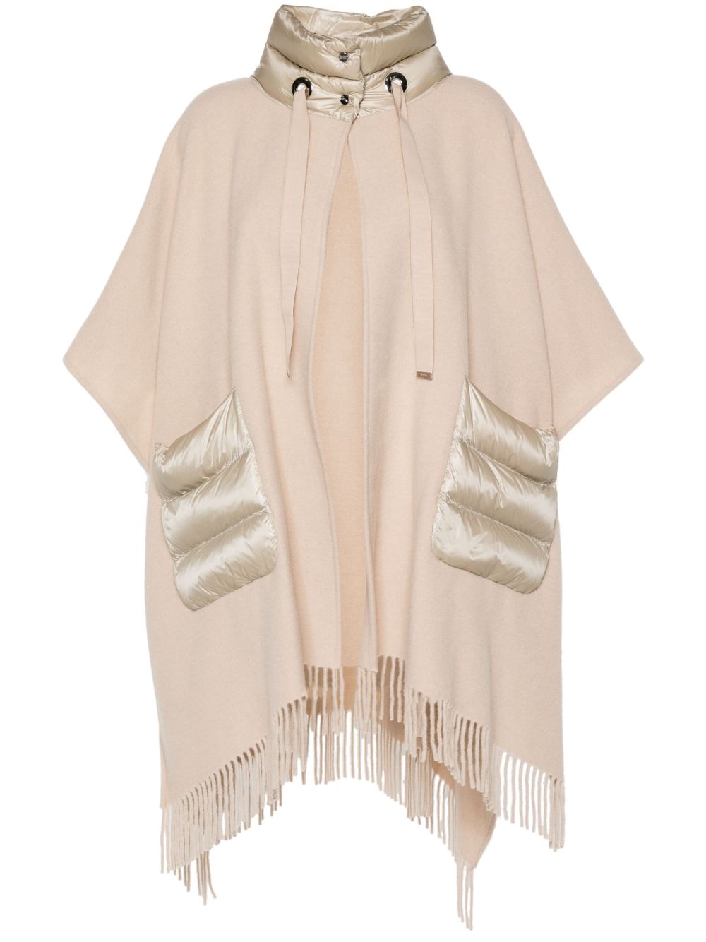Herno Powder Wool-Cashmere Cape with Quilted Panels Powder
