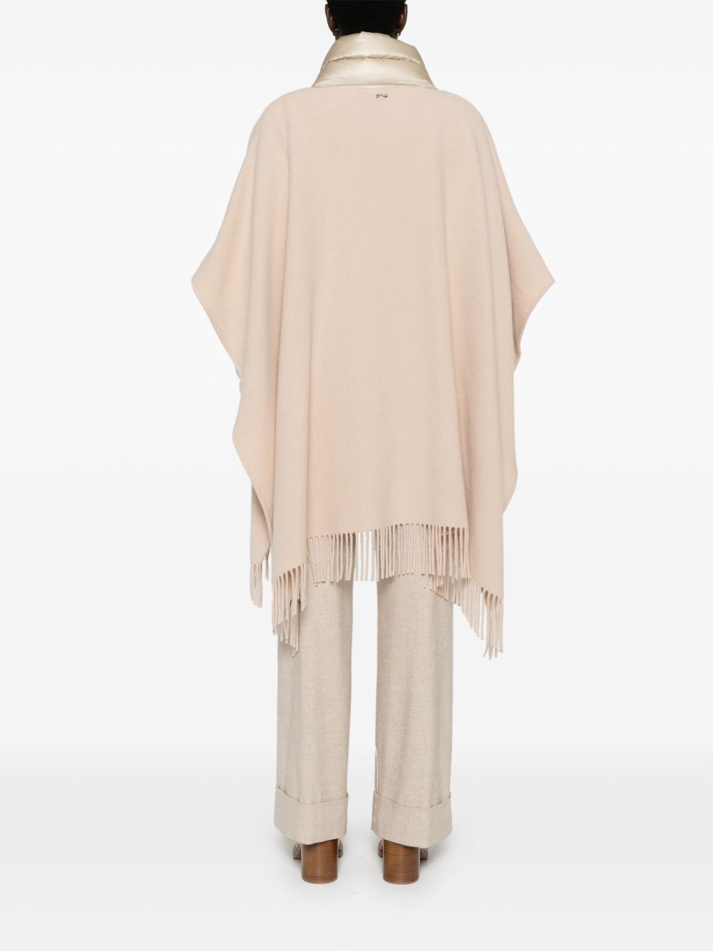 Herno Powder Wool-Cashmere Cape with Quilted Panels Powder