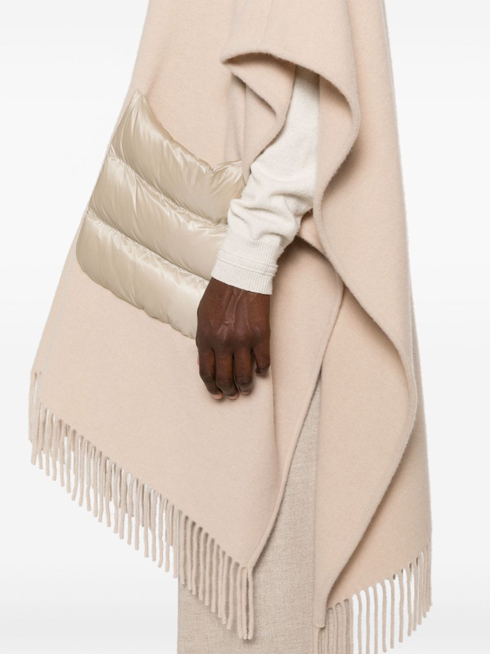 Herno Powder Wool-Cashmere Cape with Quilted Panels Powder