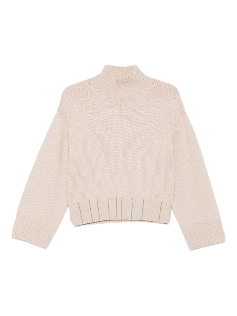 Fabiana Filippi Powder Virgin Wool Ribbed High-Neck Sweater Powder