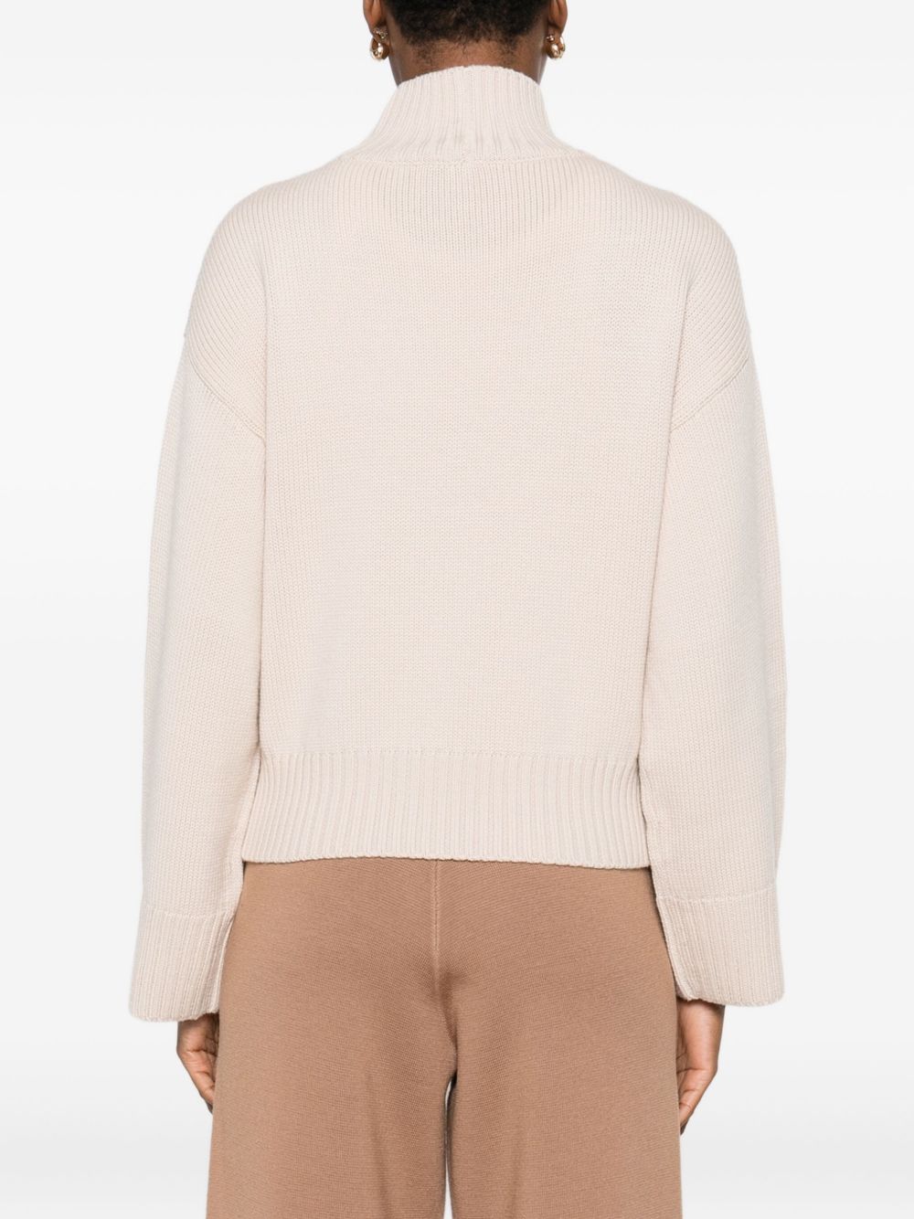 Fabiana Filippi Powder Virgin Wool Ribbed High-Neck Sweater Powder