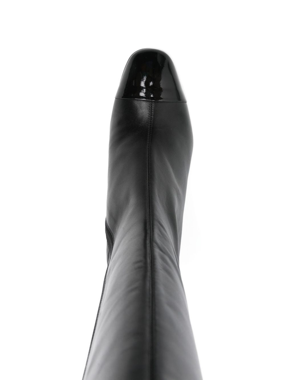 Carel Paris Sunrise Black Calf Leather Mid-Heel Boots Black