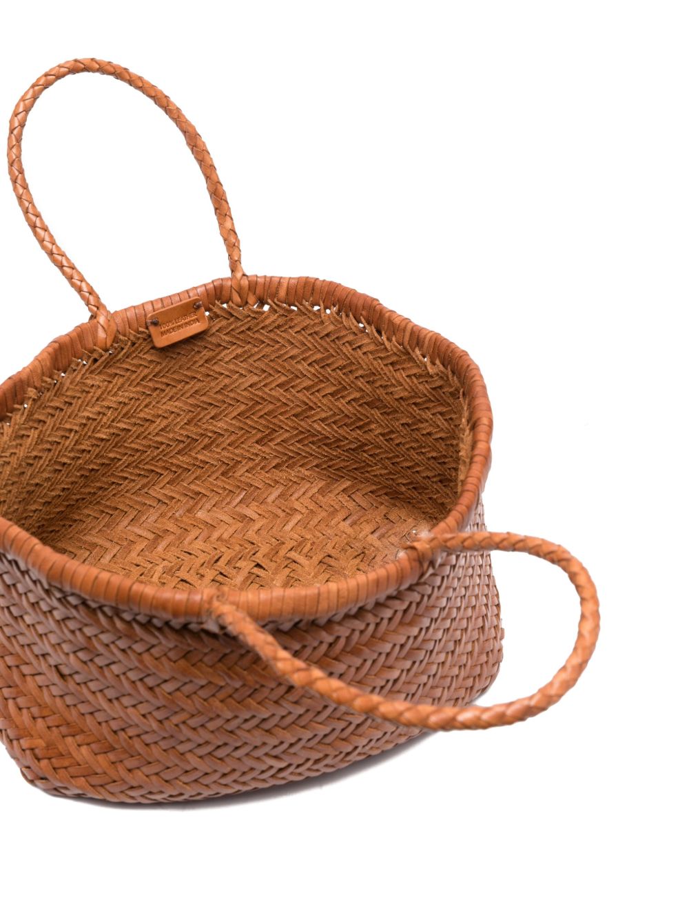 DRAGON DIFFUSION Triple Jump Interwoven Leather Shopper Tote Leather Brown