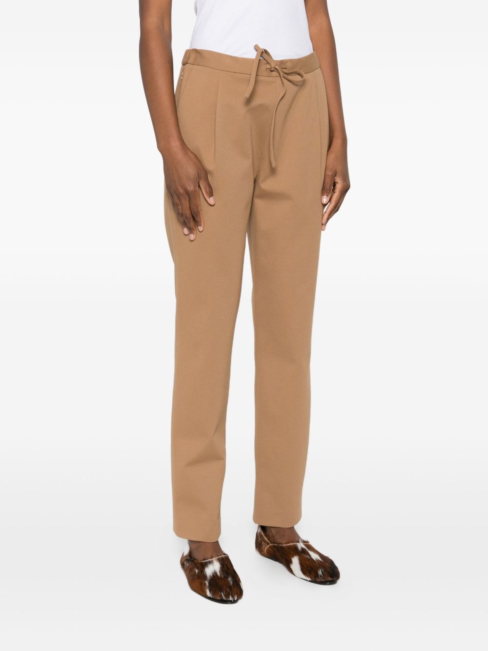 Fabiana Filippi Slim Drawstring Viscose Trousers Camel