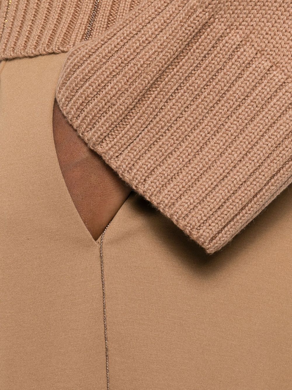 Fabiana Filippi Slim Drawstring Viscose Trousers Camel