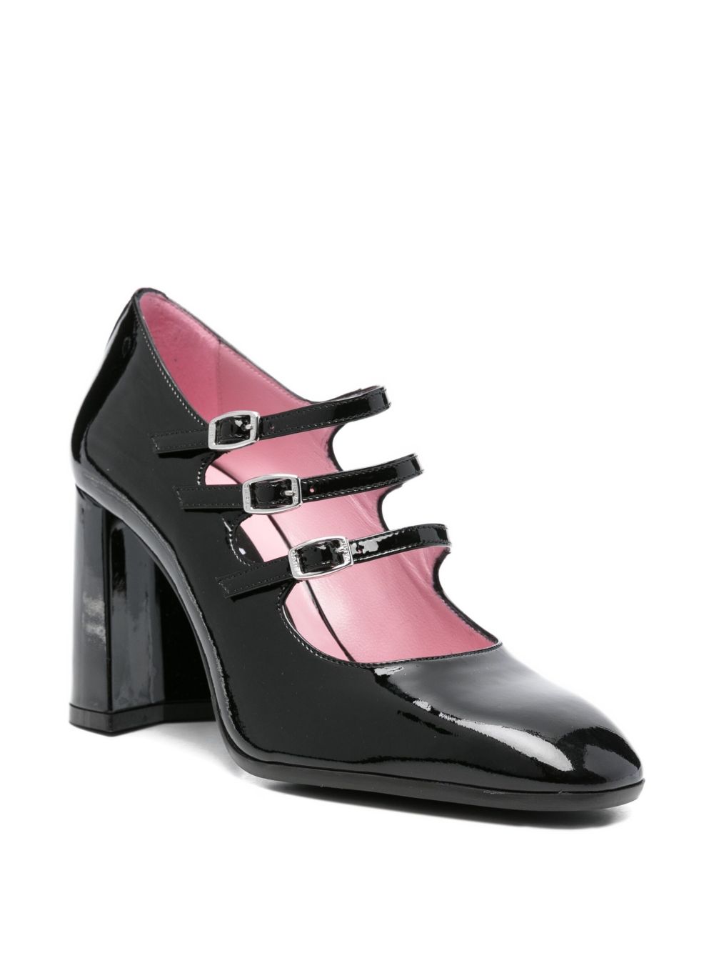 Carel Paris Patent-Leather Block Heel Pumps Black Black