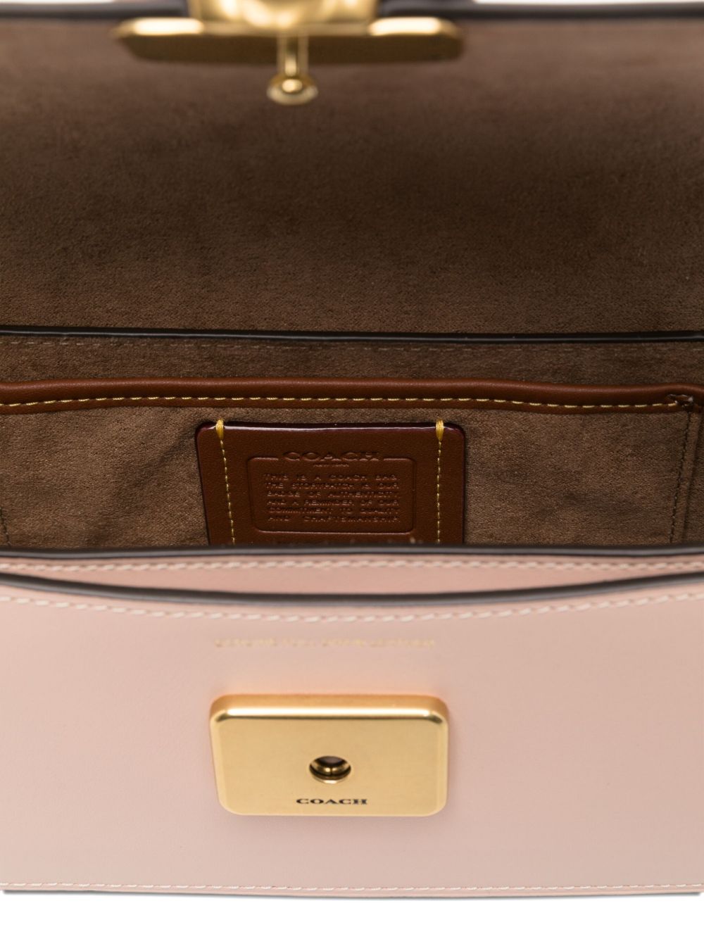 Coach Zoe Grained Leather Flap Shoulder Bag Beige