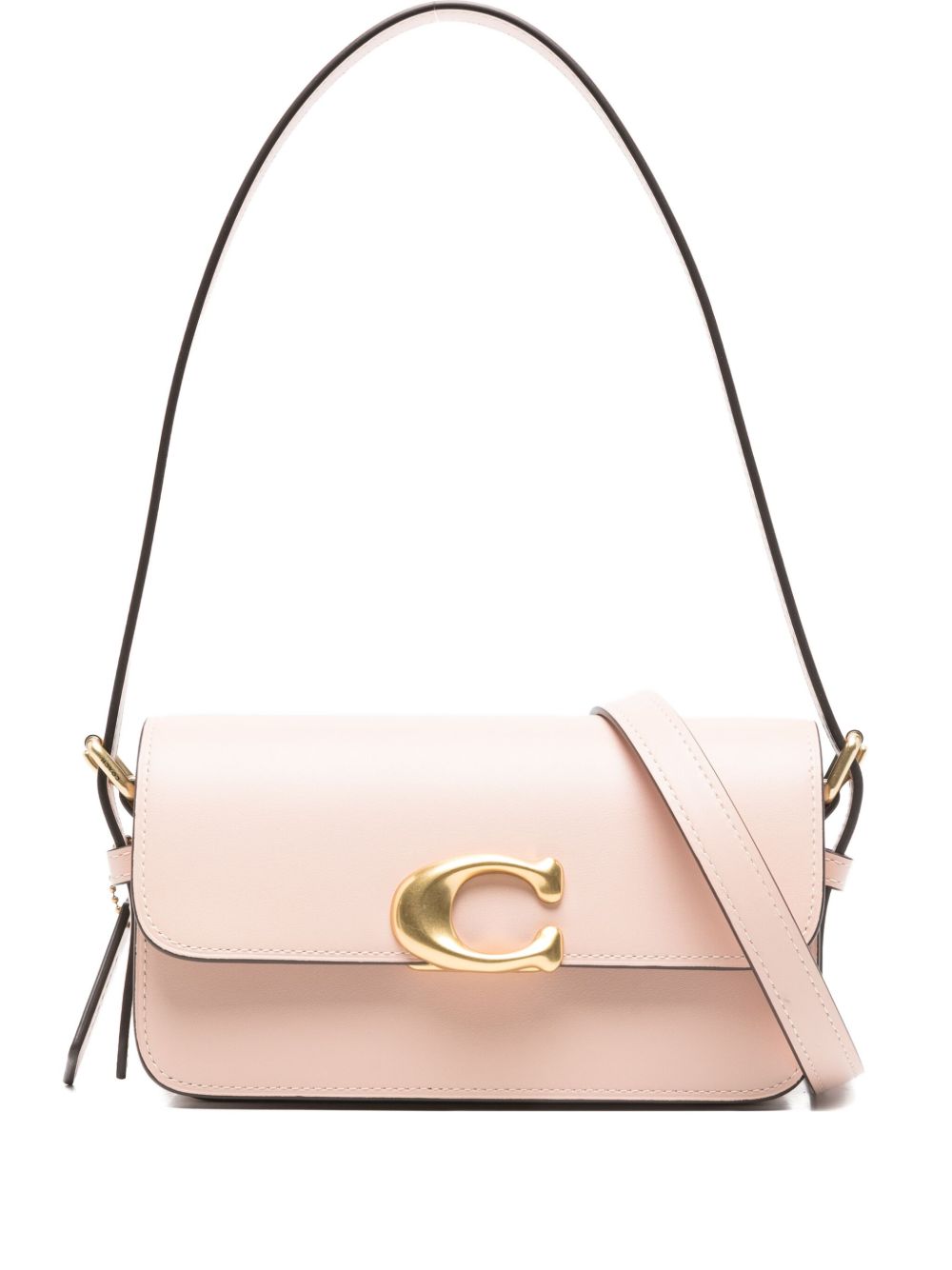 Coach Zoe Grained Leather Flap Shoulder Bag Beige