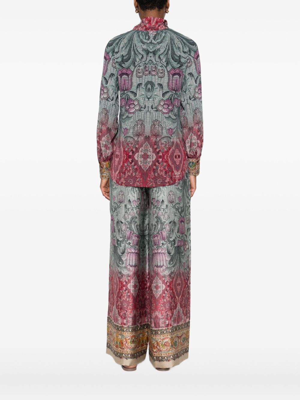 Pierre Louis Mascia Floral Pussy-Bow Silk Shirt Multicolour