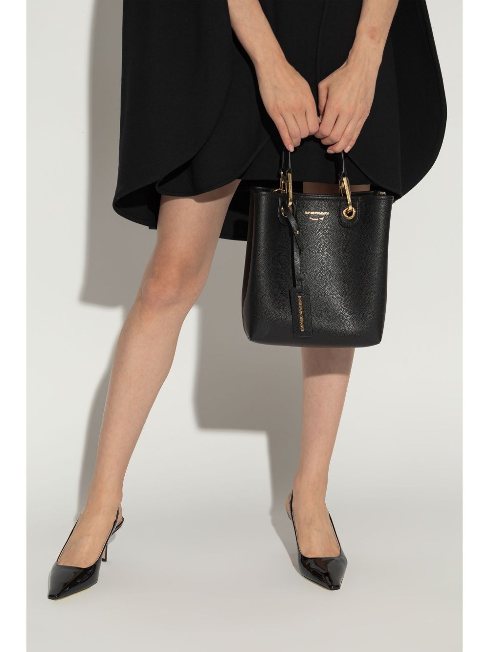 Emporio Armani MyEA Shopper Bag with Logo Strap Black Black