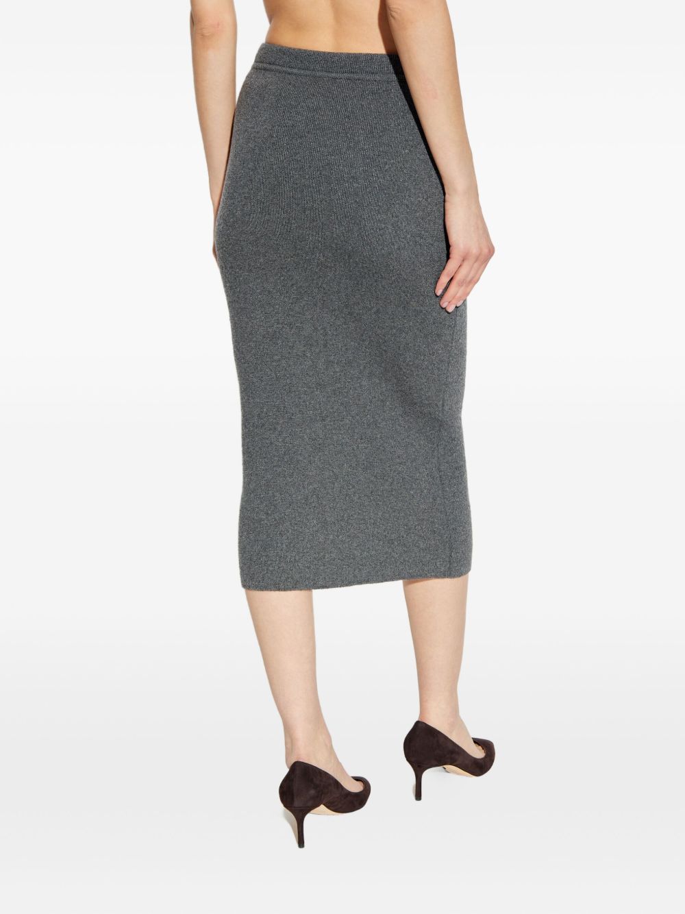 Tom Ford Ribbed Cashmere-Blend Midi Skirt Grey