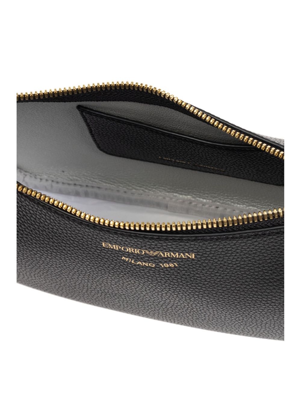 Emporio Armani Pebbled Faux Leather Baguette Shoulder Bag Black