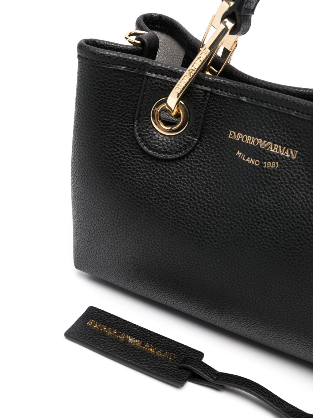 Emporio Armani MyEA XS Grained Faux-Leather Shopping Bag Black