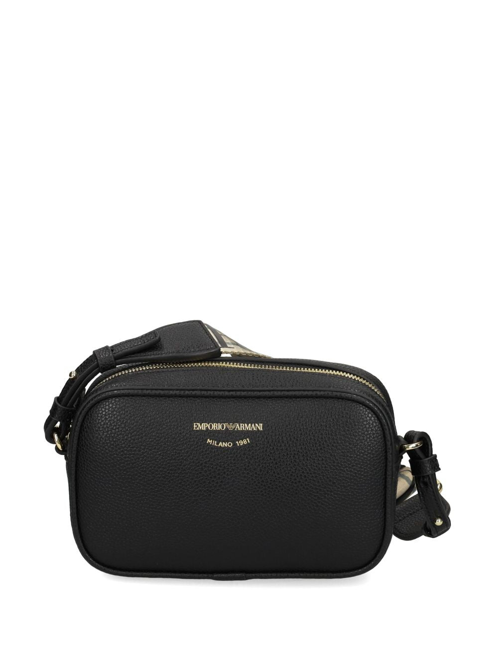 Emporio Armani Crossbody Camera Bag in Black Faux Leather