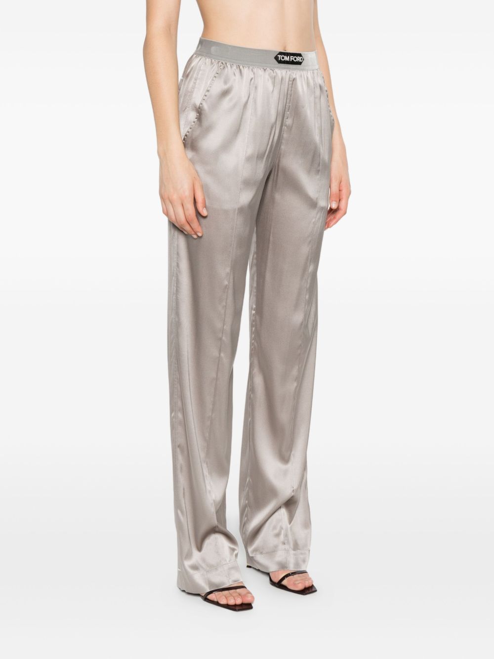 Tom Ford Silk Logo Pyjama Trousers Grey