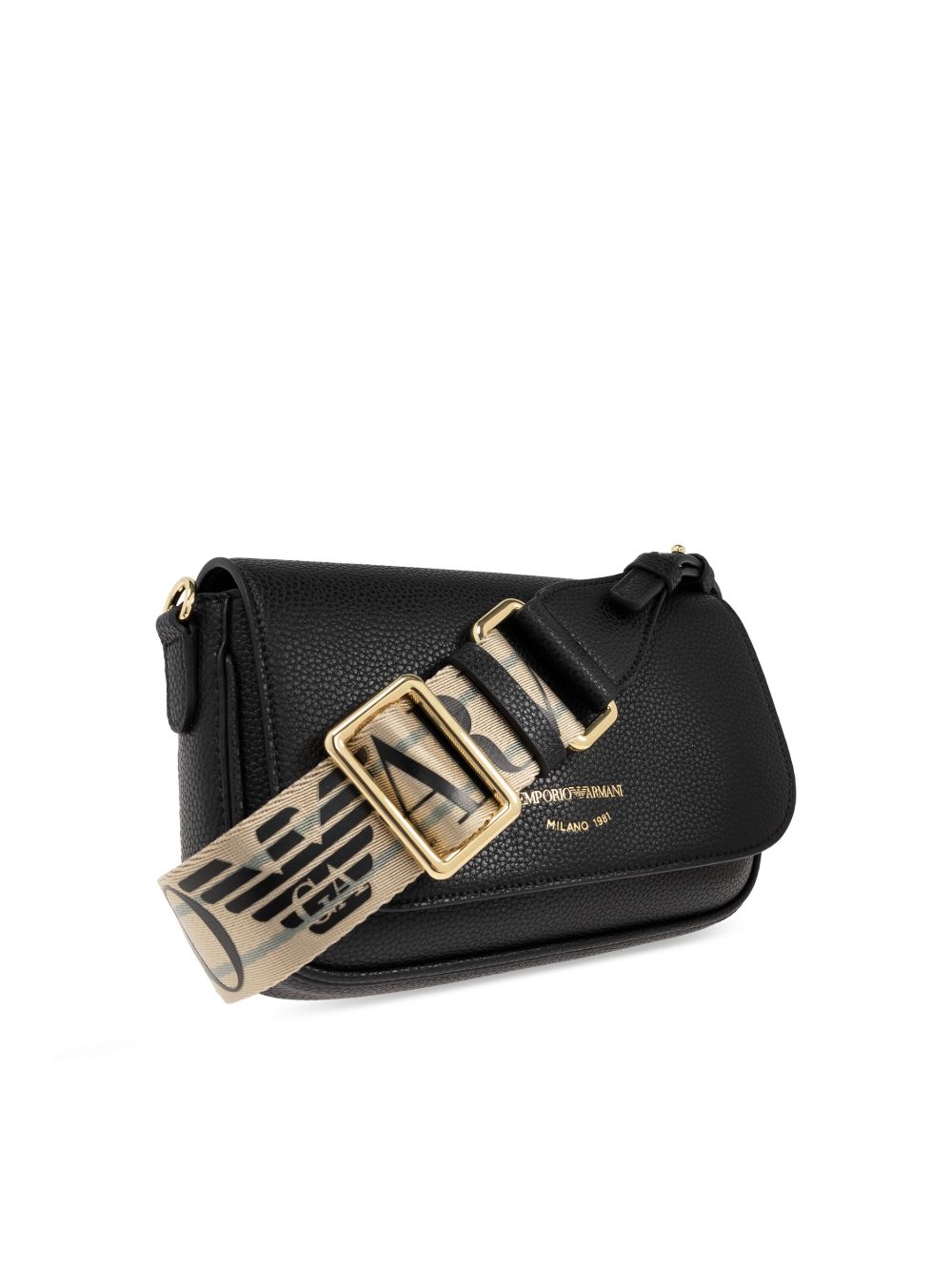 Emporio Armani Crossbody Mini Bag with Gold-Tone Logo Black