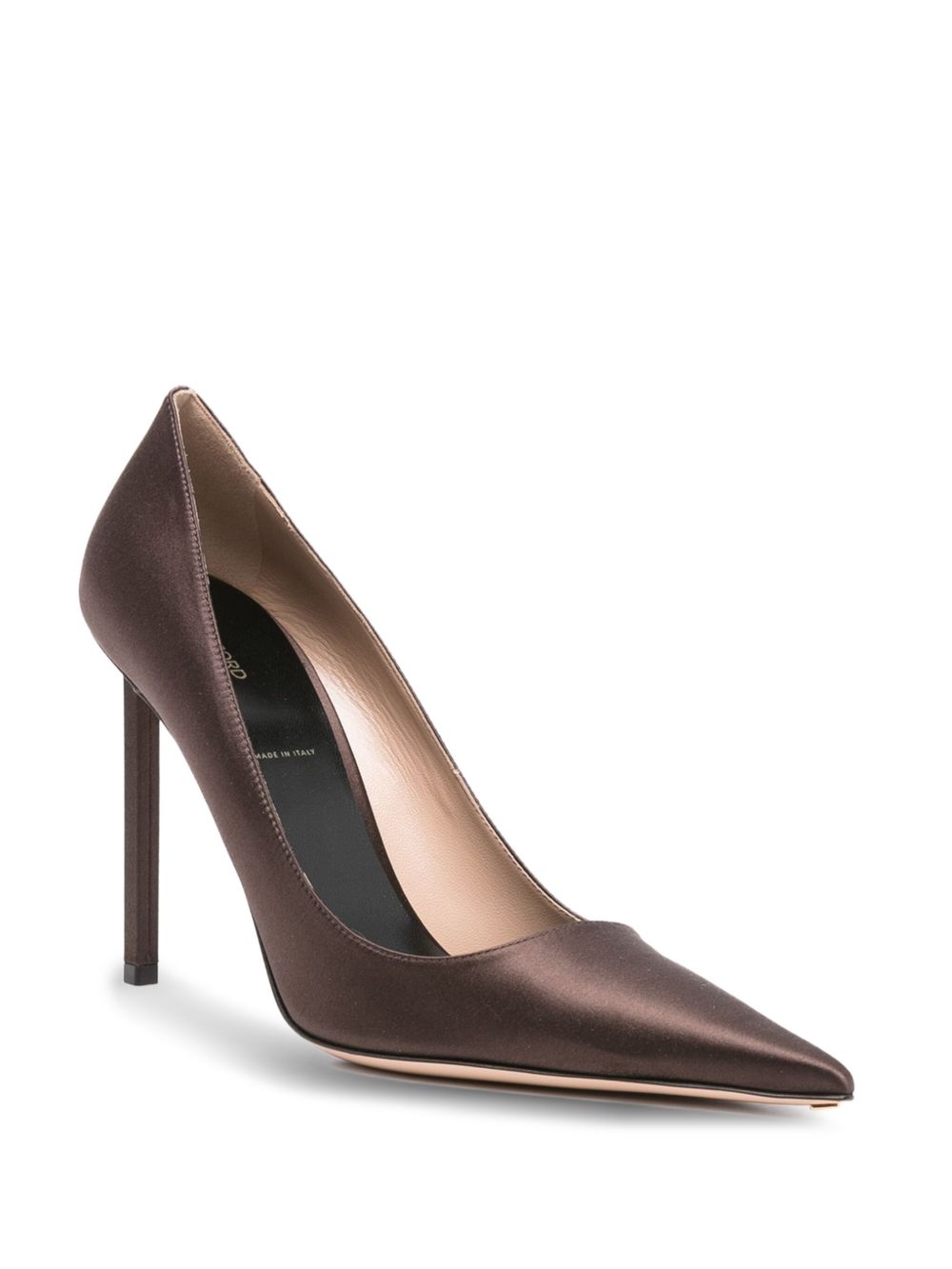Tom Ford With Heel Pointed Toe Satin Pumps Brown
