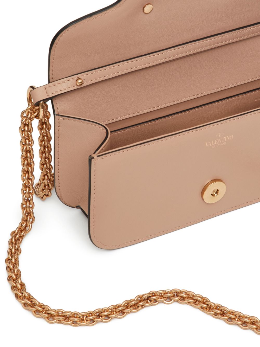 Valentino Garavani VLogo Signature Locò Crystal-Embellished Lambskin Shoulder Bag Powder