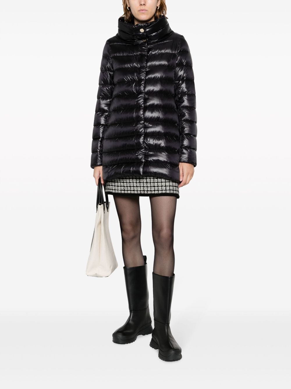 Herno Quilted Down Midi Jacket Black